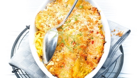 Crumble De Pommes De Terre Au Saumon Epice Et Au Fenouil